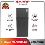 SHARP Kulkas 2 Pintu Sj-236mn-hs Sj 236mnhs Sj 236 Lemari es 205 / 187 Liter No Frost New Kirei Seri