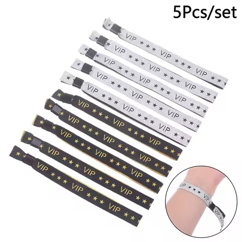 5Pcs VIP Cloth Event Wristband VIP Fabric Wristbands Solid Color Cloth Wristband Event Club Lightwei