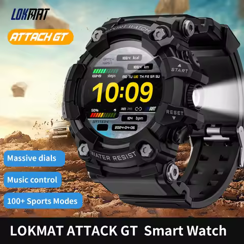 LOKMAT ATTACK-GT Outdoor Sport Smart Watch Wireless Calls Message Push Rugged Smartwatches Flashligh