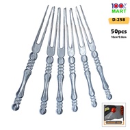 [100% Mart] Transparent Plastic Fruit Disposal Fork 1Set=50 pcs/10cm*0.8cm 透明塑料一次性水果叉 D-258