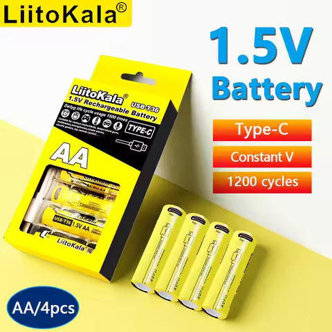 Liitokala USB-T36 1.5V AA 3600mWh Li-Ion Rechargeable Battery 1200 Cycle Type-C AA 2400mAh Battery w