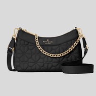 KATE SPADE Spade Flower Quilted Fabric Convertible Crossbody Bag Black KK077