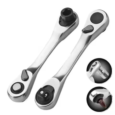 Mini Treble 1/4 Ratchet Wrench Double Ended Quick Reversible Ratchet Socket Wrench Universal Double-