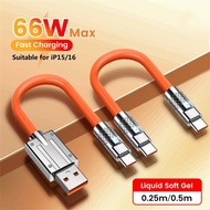 66W Short USB Type C Cable 25cm/50cm Type-C To Type C Fast Charging Wire Cord For Samsung Xiaomi Por