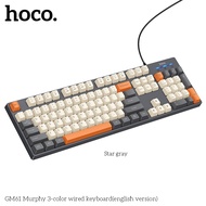 HOCO GM61 3 Color Wired Keyboard English Version Ergonomic Design Keyboard 104 Keys Keyboard Colorfu