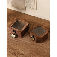 New Mini Jewelry Box Chinese Begonia Flower Glass Transparent Jewelry Storage Box Wooden Lock Neckla