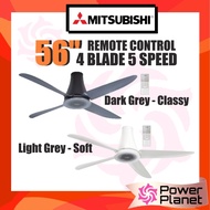 Mitsubishi 56" Ceiling Fan 4 Blade 5 Speed with REMOTE C56-RW4 Dark Grey or Light Grey (C56-RW4CYGY 