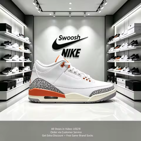 Nike Air Jordan 3 Retro Unisex Cushioned Sports and Basketball Shoes CK9246-121