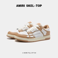 New 【Original】 AMIRI Bone Light Luxury Fashion Trend Men and Womens Low-top รองเท้าผ้าใบลำลองอเนกประ