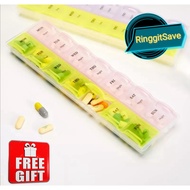 (Ready Stocl)Bekas Ubat 7 hari 14 Grids Medicine Pill Box 7 Days weekly Storage Box Storage Organize