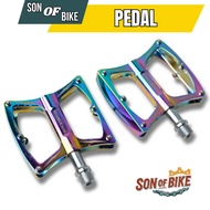 Rockbros Flat Pedal CNC Alloy Oil Slick Rainbow Ultralight MTB BMX Fixie Road Bike Bearing, rainbow 