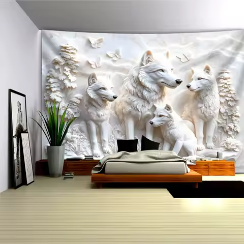 3D Wolf Pack Tapestry – Large Size Background Cloth for Home Decor, Valentine & Birthday Gift, Party