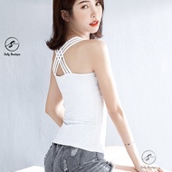 Áo Thun Ba Lỗ Nữ 3 Dây Đan Chéo Sau Lưng Cách Điệu Áo Mặc NhàTập GYM Thun Cotton Co Giãn Tốt 3L10-Sa