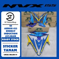 YAMAHA NV-X NVX V1 AEROX-155 ENERGY INDUCTION (27) BLUE COVER SET (STICKER TANAM) RAPIDO NEW ACCESSORY AKSESORI