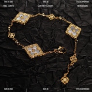 Italian Brushed Craft Four-leaf Clover Bracelet Womens Fashion Retro Three-flower Natural Fritillary