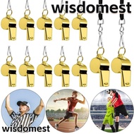 WISDOMEST 2pcs Metal Whistle High quality Referee Sport Rugby With Black Rope Stainless Steel Whistles