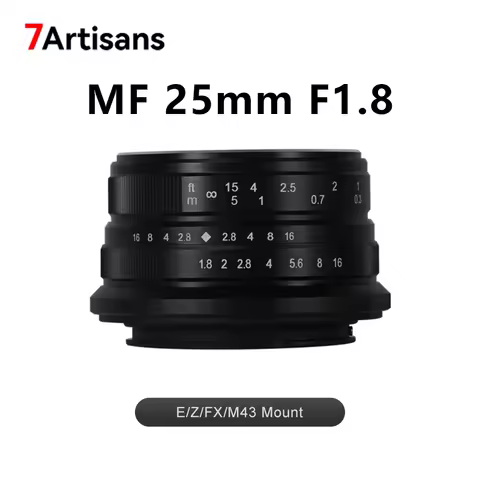 7artisans 25mm F1.8 APS-C Manual Focus Prime Wide Angle Macro Lens For Sony E Nikon Z Z50 Micro 4/3 