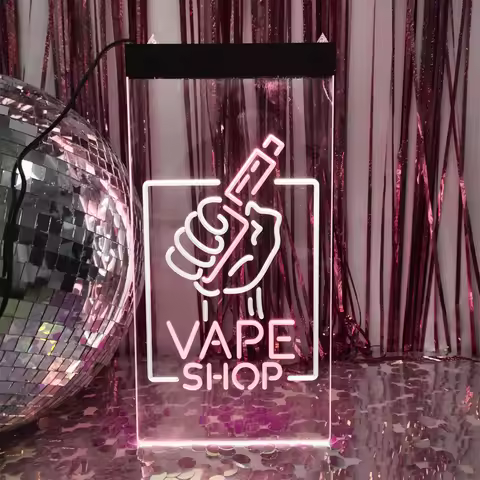 Vape Shop Dual Color LED Neon Sign, Carved Useing 3D Surface Carving Technology , Multipurpose Decor