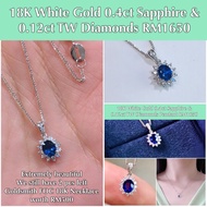 18K White Gold Sapphire & Diamonds Pendant