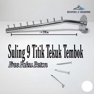 GANTUNGAN [FREE NAILS] 9-Point Flute Bend Wall/ Stainless Steel Flute Wall Clothes Hanger