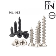 SUS 304 Stainless Steel Self Tapping Screw Grade A2-70 Countersunk Skru BesiM1/M1.2/M1.4/M1.7/M2/M2.