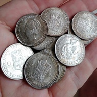 uang kuno 1 keping koin silver 1/2 gulden wilhelmina jaman belanda