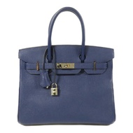 HERMES Epsom皮革Birkin 30銀扣手挽袋Bleu Saphir