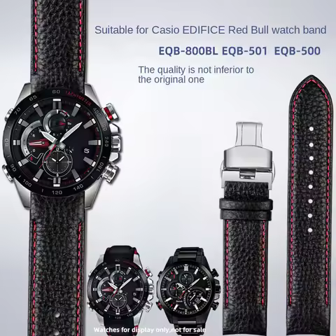 EQB-500/EQB-800/501 Leather Strap For Casio Racing EDIFICE EQB-800BL EQB-501 500 Curved end Watch St