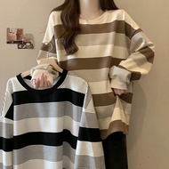 Women's American Retro Striped Slimmer Look Loose Top【6914】