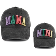 Kahhrepa 2PCS Mama and Mini Hats for Women Girls, Funny Adjustable Embroidered Cotton 3D Mom Daughte