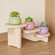 Cosmetics Multi-Layer Desk Storage Beauty Organize Small Display Rack Ornaments Solid Wood Desktop F