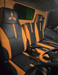 cover jok mobil mitsubishi canter HDL 136 model terbaru dengan bonus sarung stir / sarung jok canter
