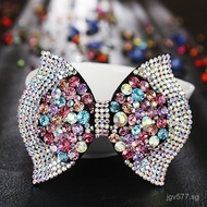 Hair Accessories Spring Clips New Full Diamond High-end Leather Korean Style Top Clips Wholesale Bow