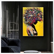 Girl Abstract Art, Street Art, Black Girl Wall Pictures, Home Decoration, Wall Art, Canvas Paintings, Graffiti