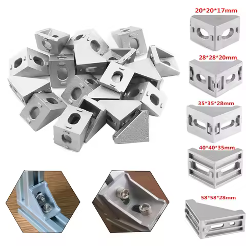 20-5pc Aluminum 2020 2028 3030 3060 4040 Corner Bracket Fittings Corner Angle Bracket for Connector