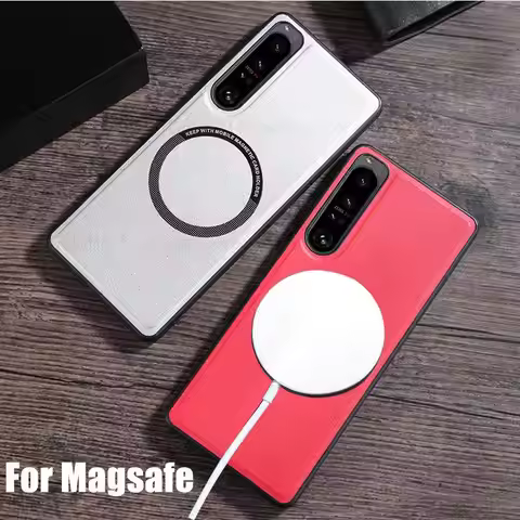 For Magsafe Leather Phone Case For Sony Xperia 1 5 10 Wireless Charging Magsafing Magnetic Cover For