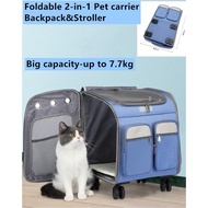 2-in-1 Pet Travel Carrier with Wheels Pet Backpack Straps for Dogs and Cats Dog Carrier Backpack Big