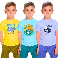 3PCS Colored T-Shirt Tops Infant Baby Kids Boy w/ Summer Shark Print 6mos-12 YRS OLD