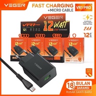 VEGER VR1 Pro / R1 Pro Charger (1 PCS) Micro Cable/Type-c 2.4A 12Watt Fast Charging Fast Charging Ch