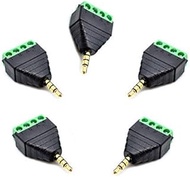 Kework 5-Pack 1/8” 3.5mm 4 Pole TRRS Stereo AV Male to 4-Screw Terminal Stereo Female Headphone AUX 