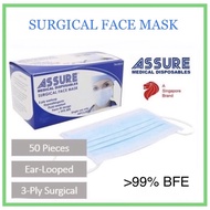 Assure surgical face mask (With Assure Logo) 50 pcs Assure 4x4 alcohol swabs 200pcs Assure 40X wet wipes Singapore Brand