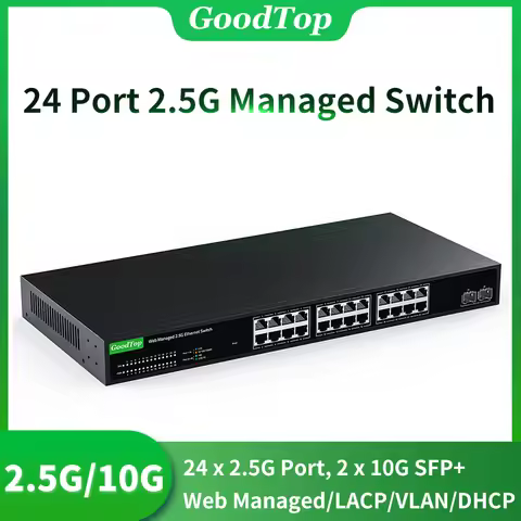 GoodTop 24 Port 2.5G Web Managed Switch,24 x 2.5G Port,2 x 10G SFP+,Easy Smart Managed Network Switc