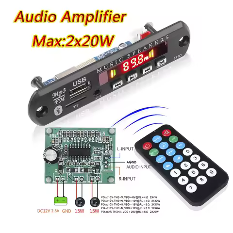 With MIC Handsfree Car Kit Bluetooth MP3 Player Decoder Board Car FM Radio Module FM TF USB AUX Audi