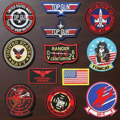 VF-1 Aviation Pilot TOPGUN Top Gun Embroidered Cloth Sticker American Armband Military Fan Morale Ba