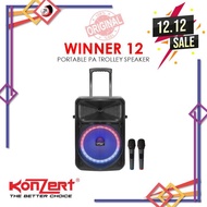 Konzert WINNER 12 12" 250W Portable Trolley Speaker with USB/SD Bluetooth & 2 UHF Wireless Mic Konze