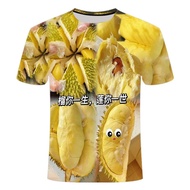 2024 Durian Series 3D Printing Unique Fashion Trend Primary School Students Men Women Short Sleeve 3