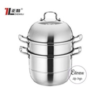 Elinew - HIGH GRADE Stainless Steel Food Steamer Cooking Pot / 3 Layer Steamer Pot / Soup Pots / 34c