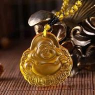 【96%好评率】黄水晶金钱弥勒佛吊坠长款项链男女款吊坠