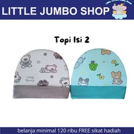 KATUN Mamimu Round Baby Hat, 2 Pieces, Ages 0-6m, Cotton Material