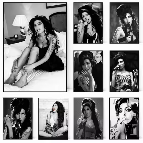 Famous Music Singer Amy Winehouse Vinatge Fashion Posters Canvas Painting and Prints Wall Art Modern